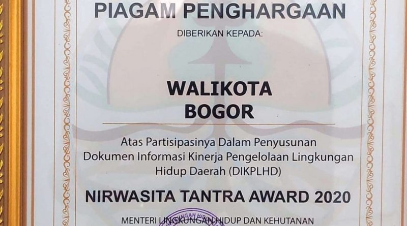 Pemkot Bogor Raih Penghargaan Nirwasita Tantra Award 2020