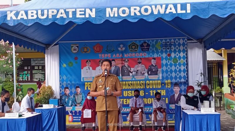Bupati Morowali Imbau Orang Tua Dukung Vaksinasi Anak Usia 6-11 Tahun.