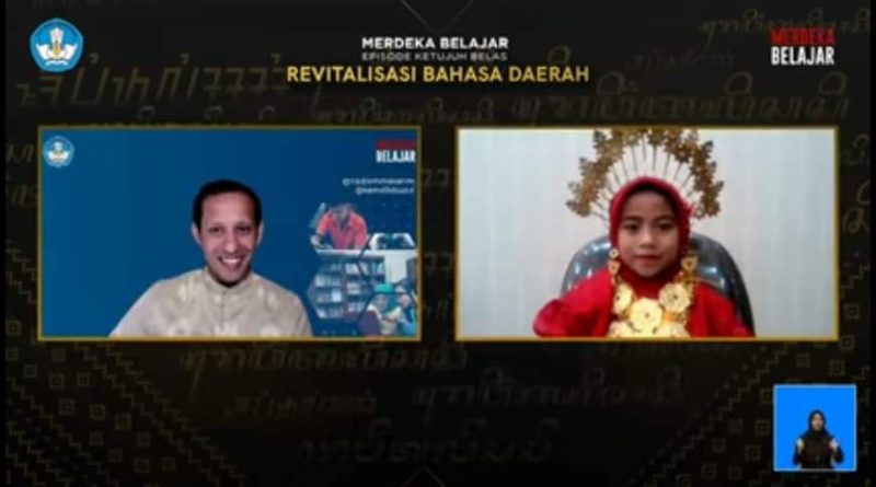 Afifah Al Hafizah Juara 1 Lomba Pidato Bahasa Daerah”Berdialog Langsung Secara Virtual Bersama Menteri Mas Nadiem Makarim”