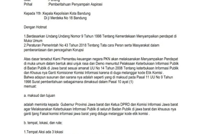 PKN Akan Demo Kekantor Gubernur, DPRD, Komisi Informasi Provinsi Jawa Barat.