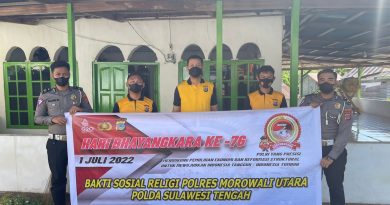 Jelang HUT Bhayangkara ke-76. Satlantas Polres Morowali Utara Adakan Kerja Bakti.