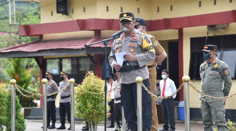 Gelar Pasukan Ops Patuh Tinombala 2022. Wakapolres Morut Bacakan Amanat Kapolda.