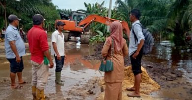 Juni Herlina Amd.Keb Datin Penghulu Teluk Piyai Pesisir, Tinjau Beko Dilokasi Swadaya Masyarakat.