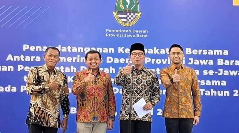 Penandatangan Kesepakatan Pemprov dengan Pemkab dan Kota Se Jawa Barat Terkait Anggaran Pilkada 2024