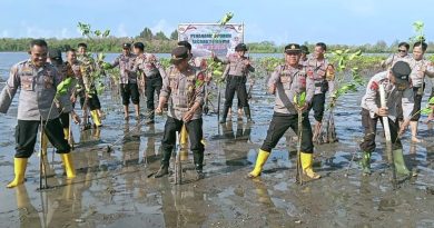 Rakorbin SDM Tahun 2023, Polres Takalar Tanam Ratusan Pohon Mangrove