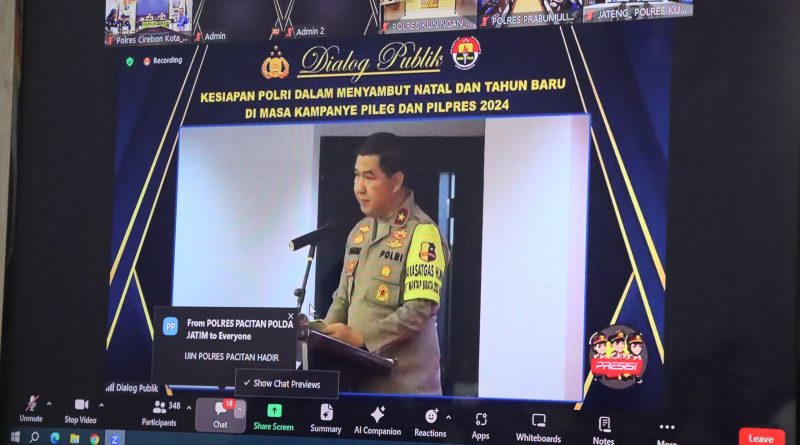 Melalui Daring, Polres Cirebon Kota Ikuti Dialog Publik Kesiapan Polri Sambut Nataru Di Masa Kampanye Pilpres 2024