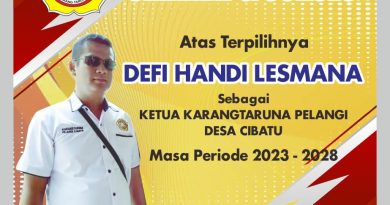 Selamat Dan Sukses Atas Terpilihnya Kembali Defi Handi Lesmana Sebagai Ketua Karang Taruna Desa Cibatu Kabupaten Purwakarta