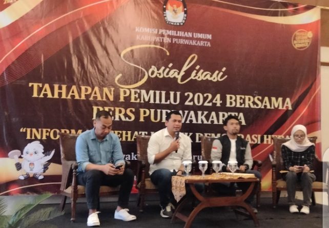 KPU Gelar Sosialisasi Tahapan Pemilu 2024 Bersama Wartawan Sekabupaten Purwakarta.