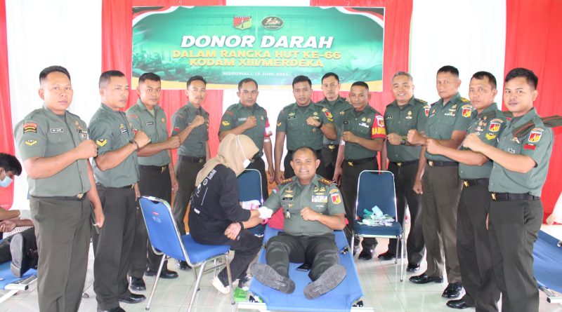 HUT Kodam XIII/Mdk Ke-66,Kodim 1311/Morowali Kerjasama  PMI Dan UTDRS Morowali.