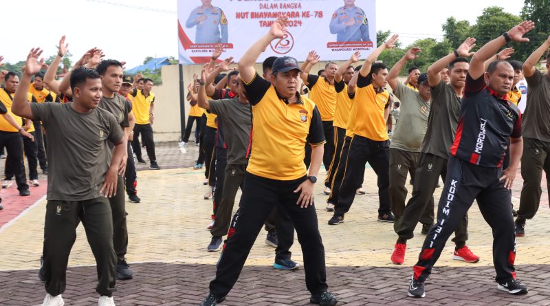 Menyambut Hari Bhayangkara Ke 78, Polres Morowali Gelar Olah Raga Bersama