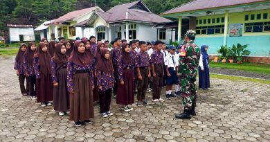 Inisiatif Anggota TNI, Babinsa Latih  PBB Siswa/i SD Negeri Mamosalato Kabupaten Morowali Utara