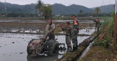 Para Babinsa Koramil 1311-01/Bungku Tengah Bersama Masyarakat Olah Lahan Ketahanan Pangan Di Desa Solonsa Jaya