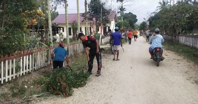 Persiapan Penilaian Kampung Pancasila Desa Lembontonara, Personil Koramil 1311-05/Mori Atas Bersama Polsek Dan Masyarakat Melaksanakan Kerja Bakti Umum