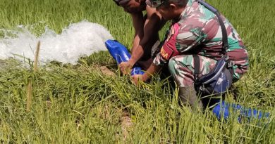 Babinsa Bersama  Kelompok Tani  Uji Coba Mesin Pompanisasi Lahan Persawahan Desa Mayumba