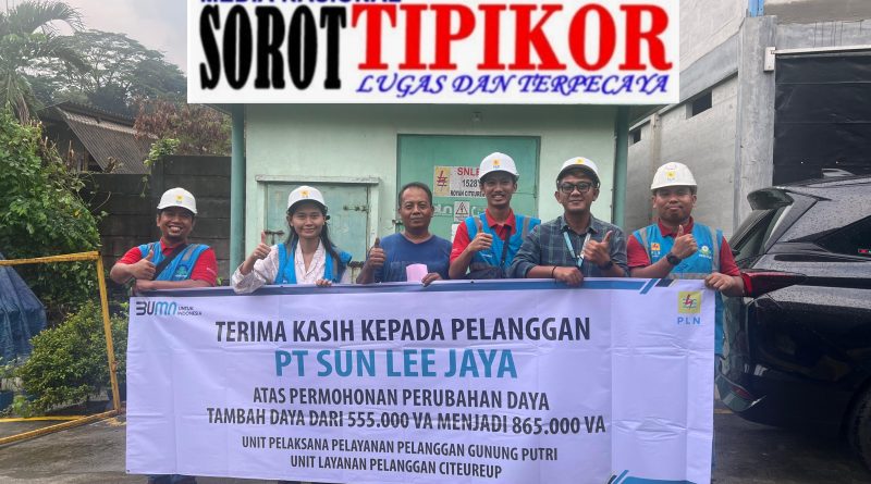 PLN Gunung Putri Tambah Daya untuk PT Sun Lee Jaya hingga 865.000 VA, Sambut Natal dan Tahun Baru