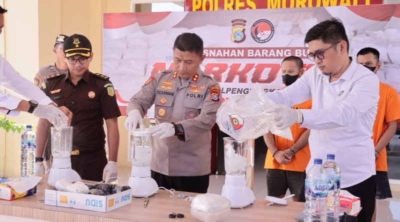 Pemusnahan Barang Bukti Narkoba  senilai Rp 3,6 Miliar, Polres Morowali Hadirkan Dua Tersangka